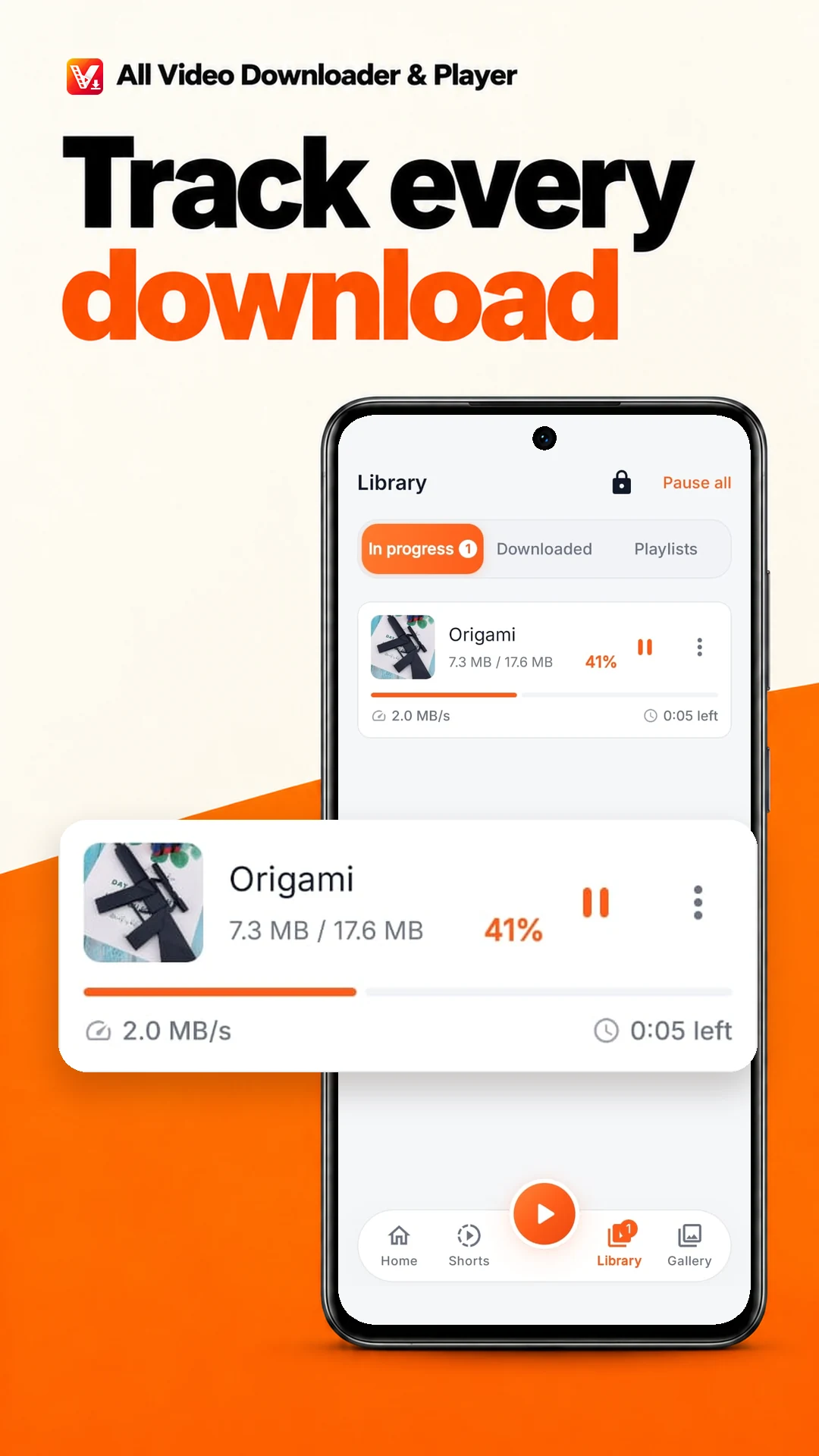 Download queue and transfer progress