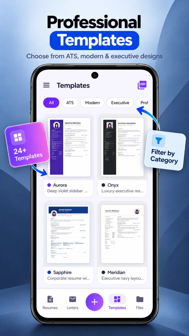 Resume Builder template gallery